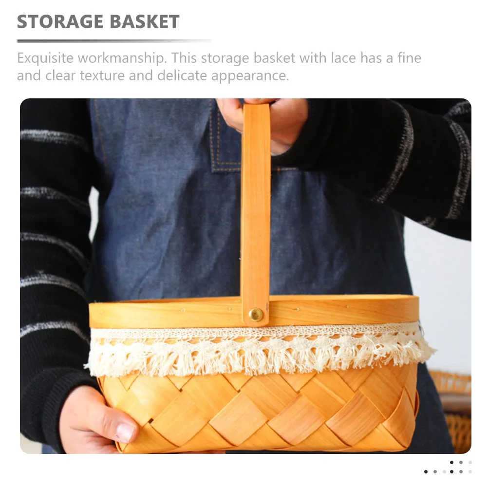 

Rattan Storage Woven Handles Picnic Vegetable Harvest Basket For Garden Vegetables Fruit Gift Container Handmade