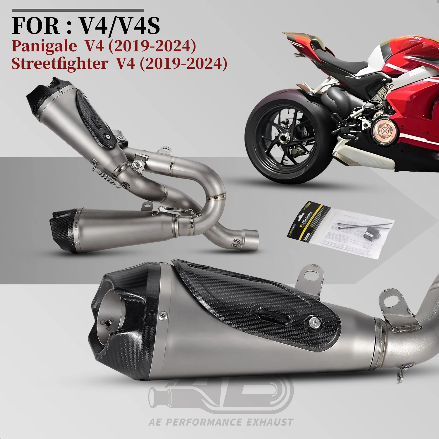

FOR Panigale V4/V4S Streetfight V4/V4S 2019-2024 motorcycle exhaust system Muffler full Ti. alloy Carbon Fiber