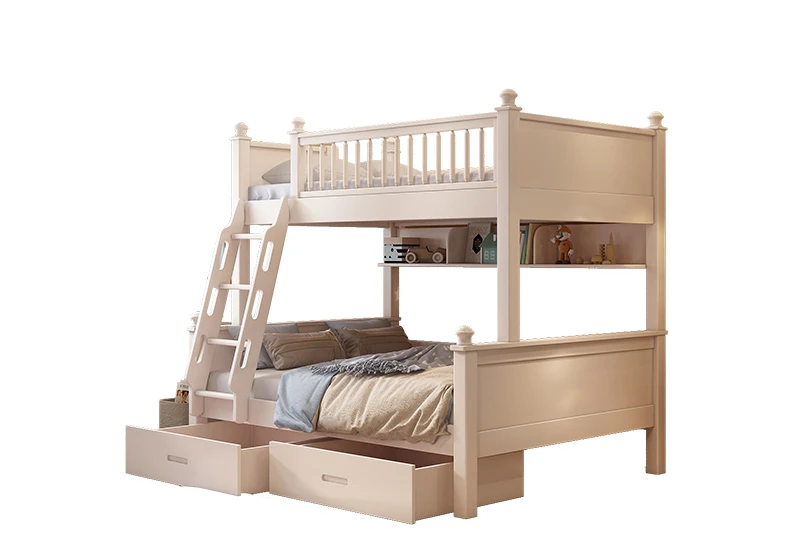 Full solid wood high and low bed upper and lower bunk small apartment with slide children's bed