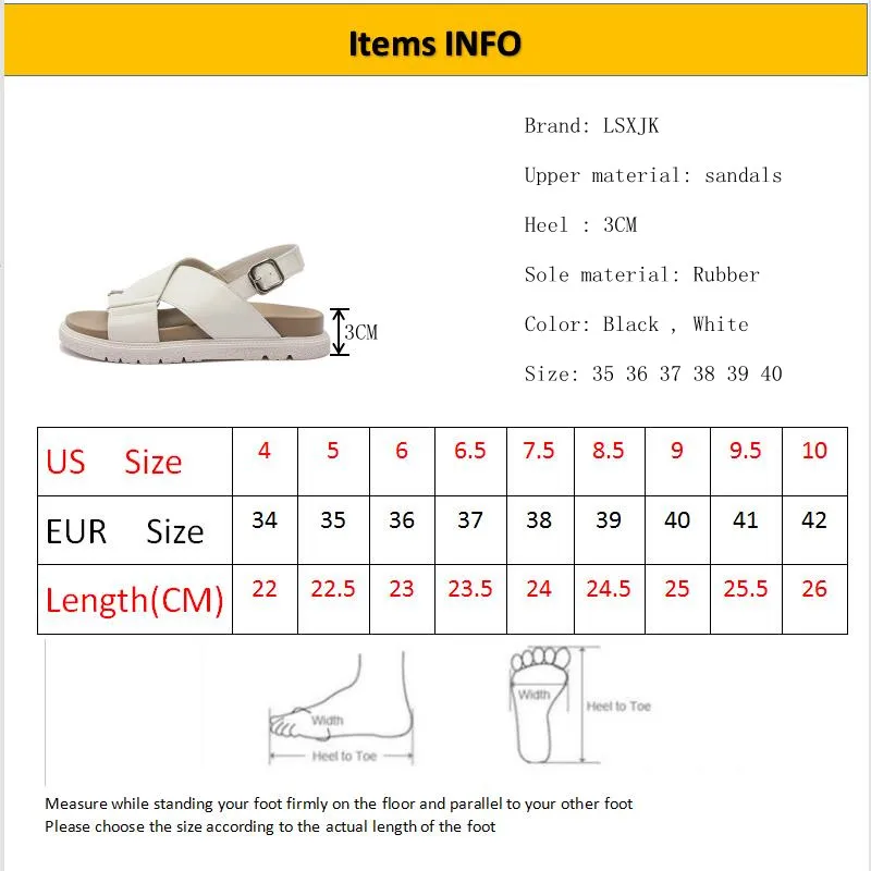 LSXJK Leather Sandals Female 2022 New Summer Outer Wear Angel Wind Flat Platform Thick Bottom Beach Roman Shoes