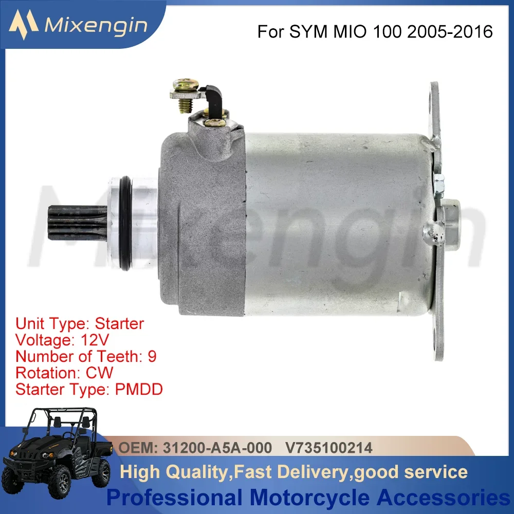 Motorcycle Starter Motor Electrical For 2005-2016 SYM MIO 100 MIO100 31200-A5A-000 V735100214 Scooter