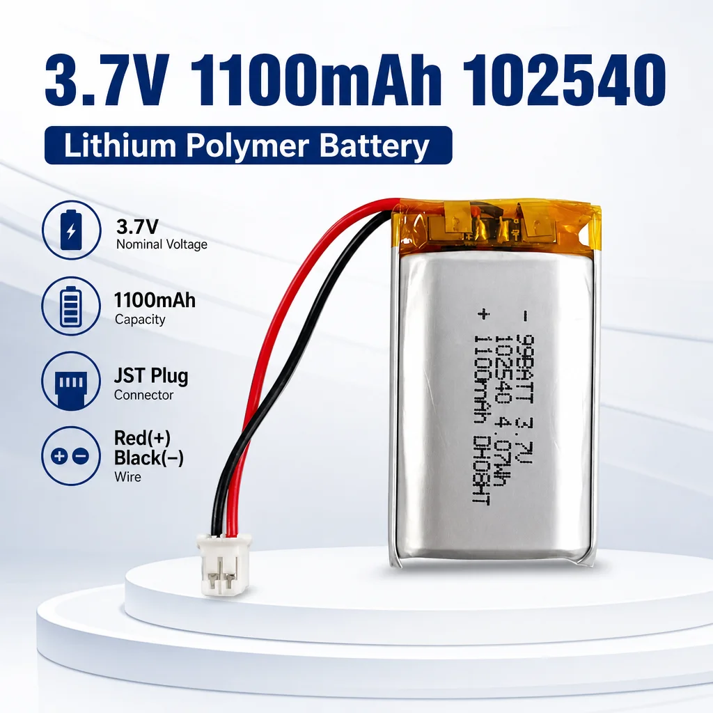 LiPo Battery 102540 3.7V 1100mAh Rechargeable Lithium Polymer Battery for Logger Beauty Instrument Electronics
