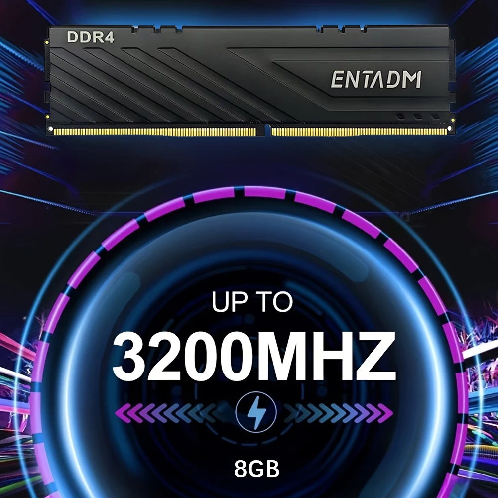 ENTADM DDR4 1×8GB Desktop memory bar 3200MHz black Built-in RAM