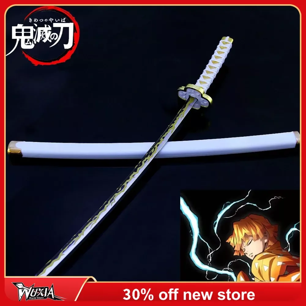 

25cm New Demon Slayer Sword Agatsuma Zenitsu Nichirin Blade Anime The Demon Slayer Corps Knife Katana Weapon Model Kids Gift Toy