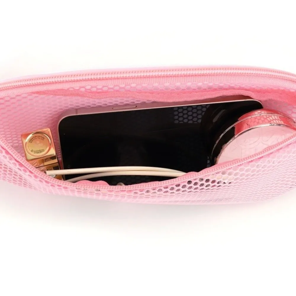 

Zipper Mesh Waist Pack Adjustable Strap Lightweight See Through Shoulder Bag Portable PVC Hollow Crossbody Fanny Purse Sport