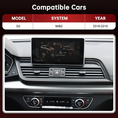 Écran multimédia sans fil CarPlay Android Auto US RoadTop 12.3 pour Audi Q5 2018-2019 système MIB2, fonction Airplay Autolink