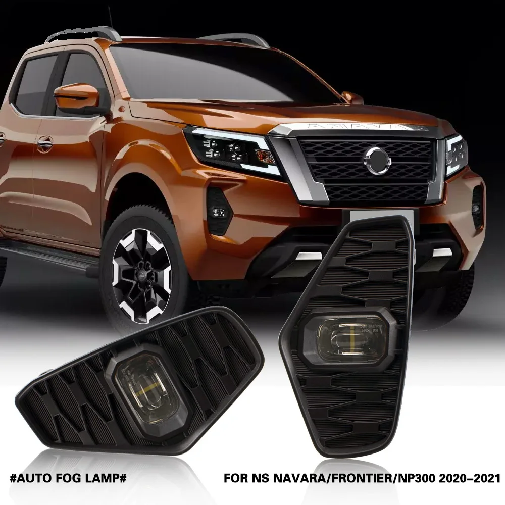 Car LED Fog Lamp Assembly for Nissan Navara Frontier NP300 2020 2021, 6000K LED Fog Lamp + Frame + Bracket + Harness + Switch