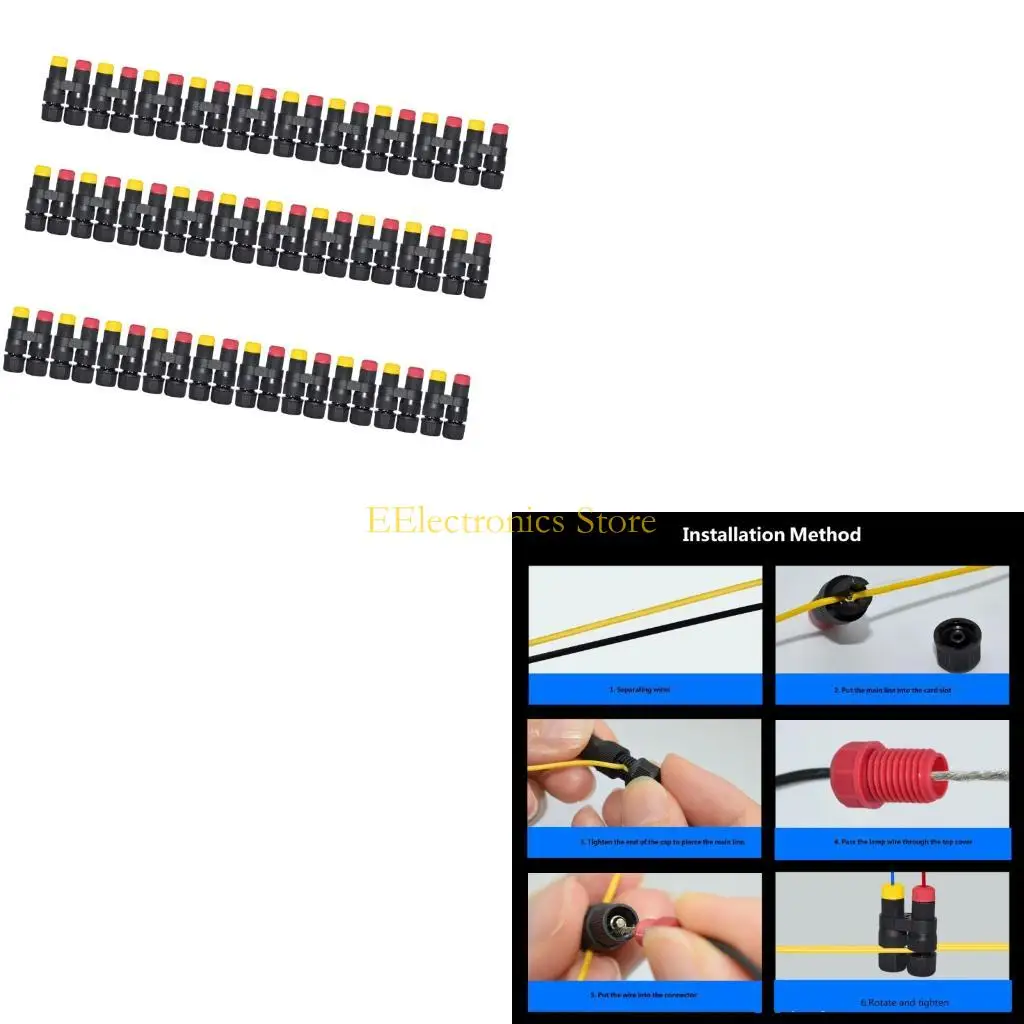 B03C Threaded Insulation Piercing Joiners, 30 Pack Low-Power Cable Fittings for Landscape, Lawn and Walkway Light Wiring