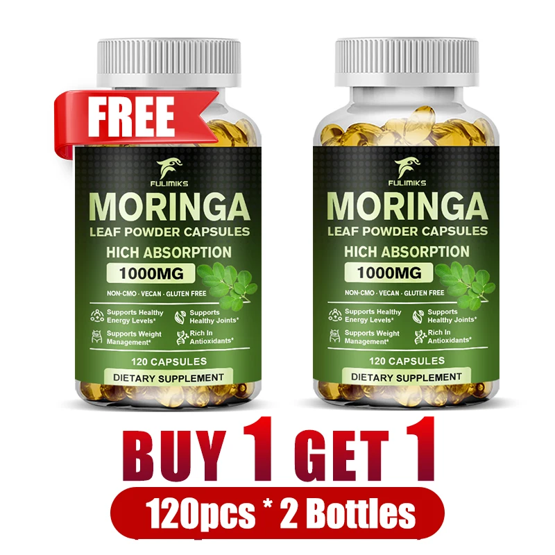 

Pure Moringa Capsules, Energy, Skin, Immune & Gut Health Superfood, Rich in Antioxidants, Anti-Aging & Weight Management