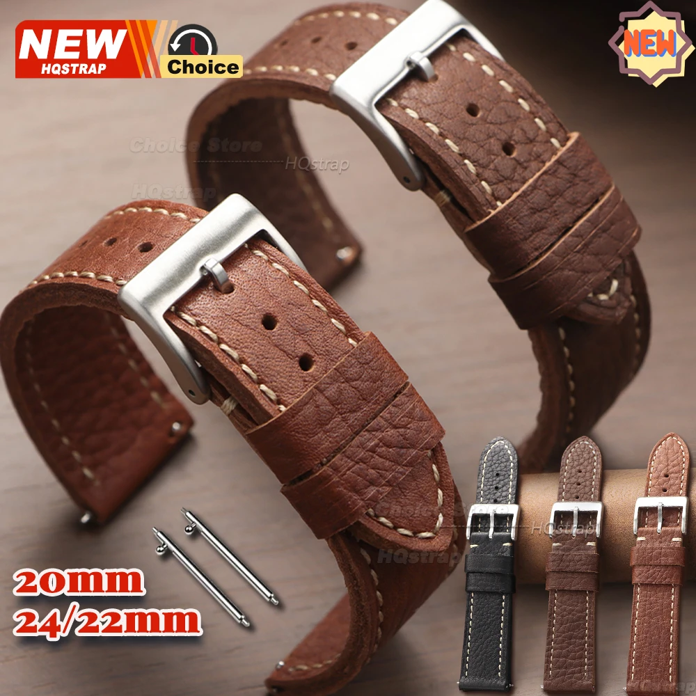 Bracelet extérieur fait main en cuir à motif tressé pour montre connectée 20mm 22mm 24mm ‌   Bracelet de montre pour Seiko, bracelet pour Rolex, à libération rapide