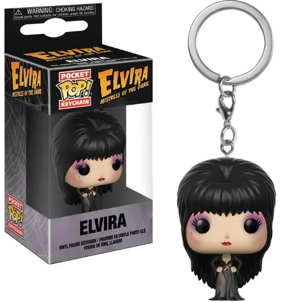 Funko POP dibujos animados Elvira tipo (estrés de la oscuridad) colgante llavero figura anillo Elvira bolsillo Pop llavero Juguetes