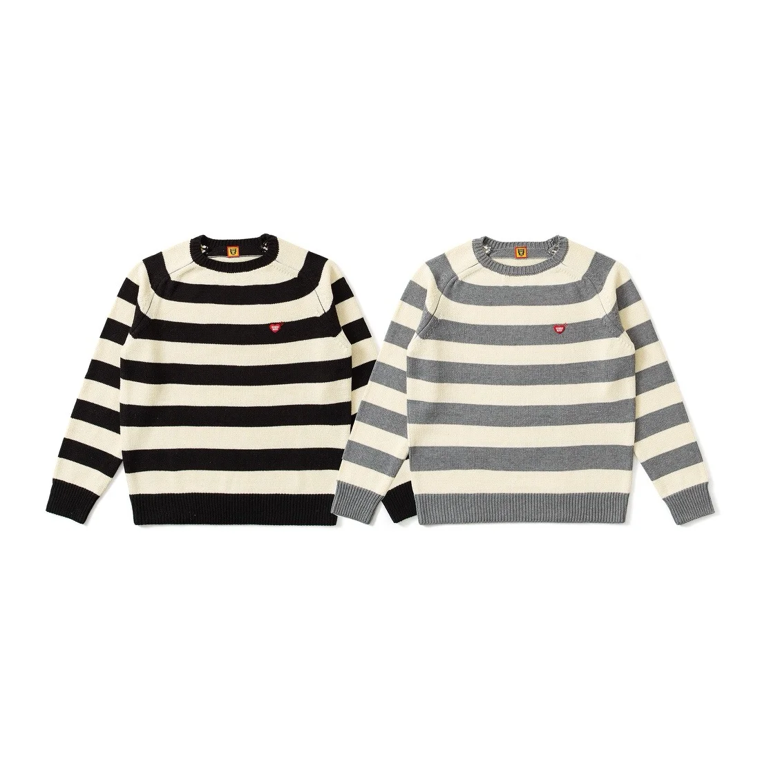 NIGO HUMANMADE love piccolo ricamo retrò a righe a maniche lunghe girocollo pullover maglione lavorato a maglia coppie da uomo e da donna