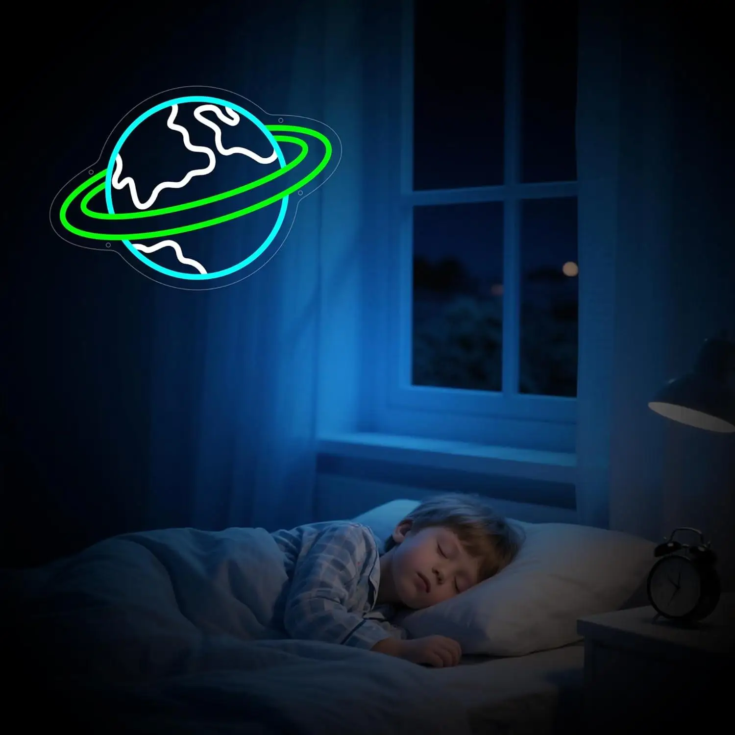 Earth Neon Sign Planet Dimmable Neon Light Sign for Bedroom Game Room Living Room Bar Decoration Gifts for Kids Night Light - view 2