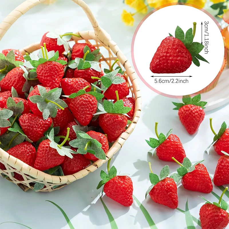 10/20 Stück künstliche Erdbeeren, künstliche Früchte für die Heimdekoration, Tischdekoration, Requisite, Feiertagsdekoration für Tagesfeiern – Detail 11