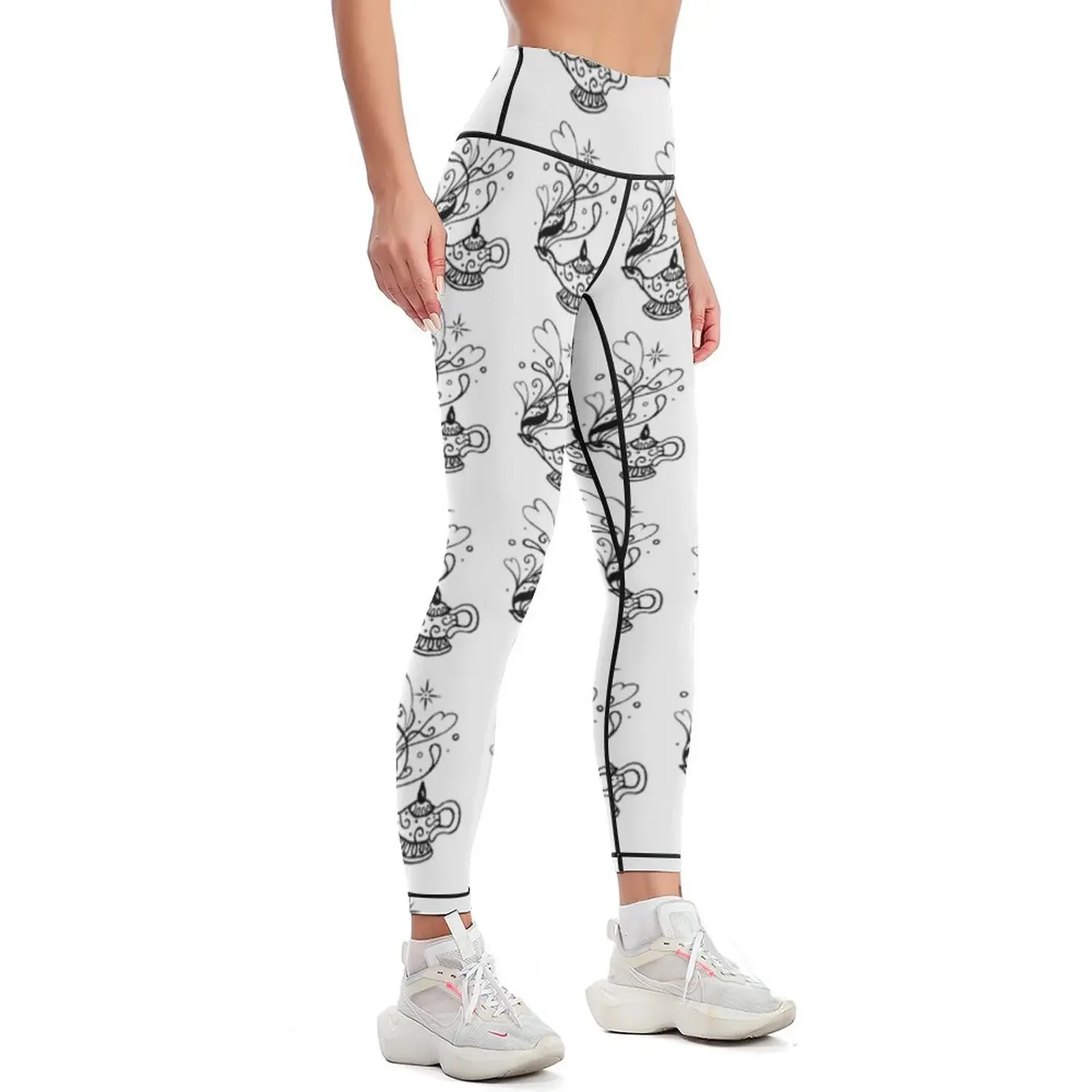 Black and white Magical lamp by Crimsonkali Leggings Jogger pants Fitness clothing for fitness Womens Leggings