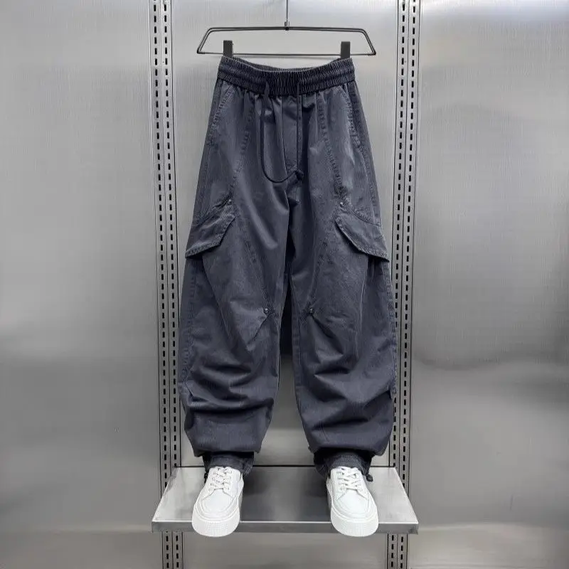 

Мужские брюки карго больших размеров, 300 Pou, с множеством карманов, функциональная рабочая одежда, летние, в американском уличном стиле, свободные, повседневные, с широкими штанинами...