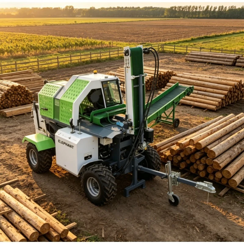 Petrol Hydraulic Wood Cutting Machine, Portable Firewood Processor Log Splitter for Farm Garden Timber Wood Processing