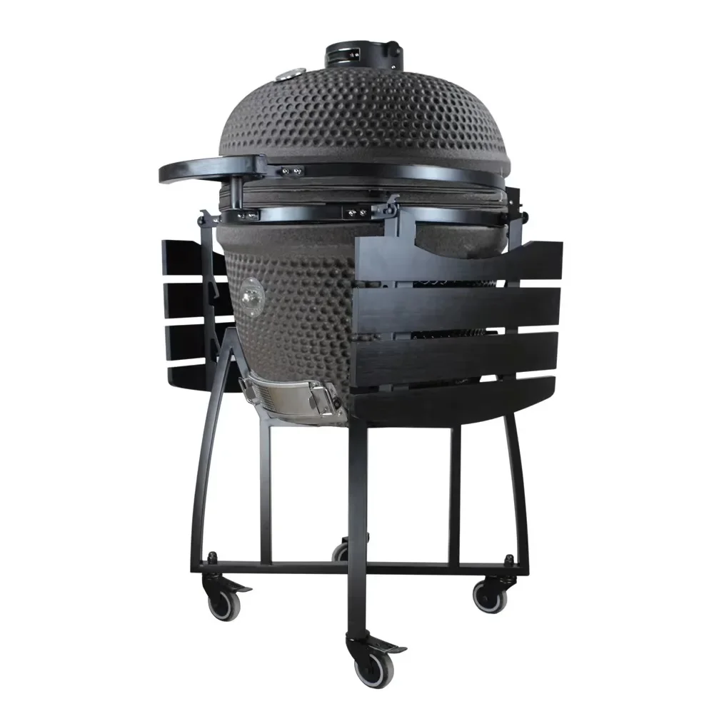 Outdoor Kitchen Rotisserie Ceramic Black Green Barbecue Big Egg Kamado Grill 23