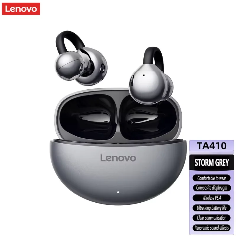Original 2026 New Lenovo TA410 Bluetooth 5.4 Bone Conduction Non-In-Ear Clip-On Headphones, Ultra-Long Battery Life Headphones