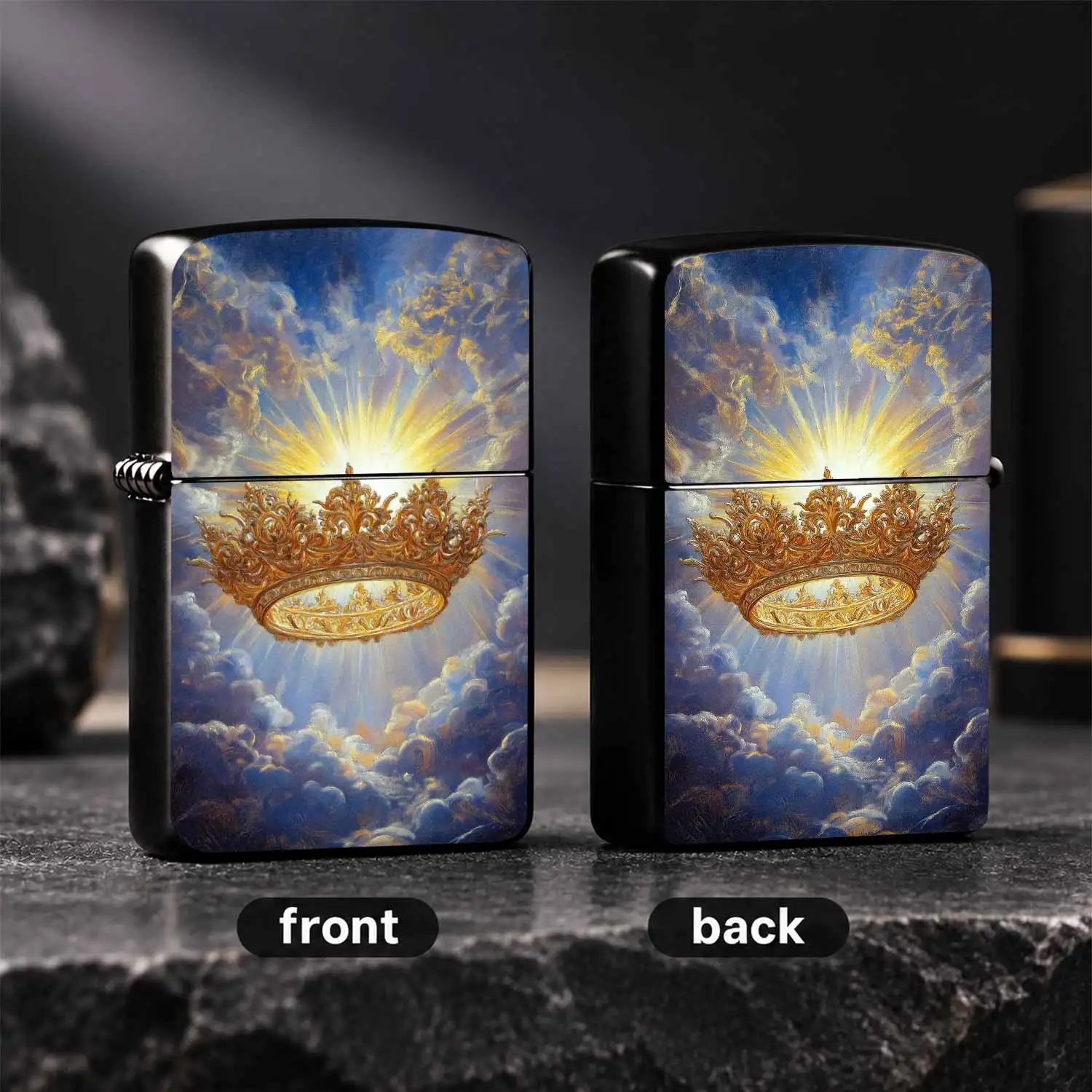 Exquisite Cloud Sky Holy Light Crown Themed Portable Igniter, Delicate Art Printed Practical Ignition Accessory, Perfect For Daily Use, Outdoor Gathering, Holiday Gift, Personal Style Showing, Fine Craftsmanship With Elegant Aesthetic, Idea