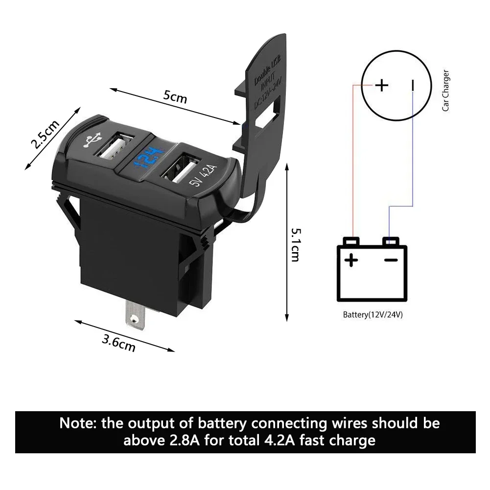 5 فولت 4.2A العالمي LED شاحن سيارة المزدوج USB التبديل ل Can-AM Maverick X3 ل بولاريس RZR 1000 800 900 xp الحارس لقارب UTV ATV