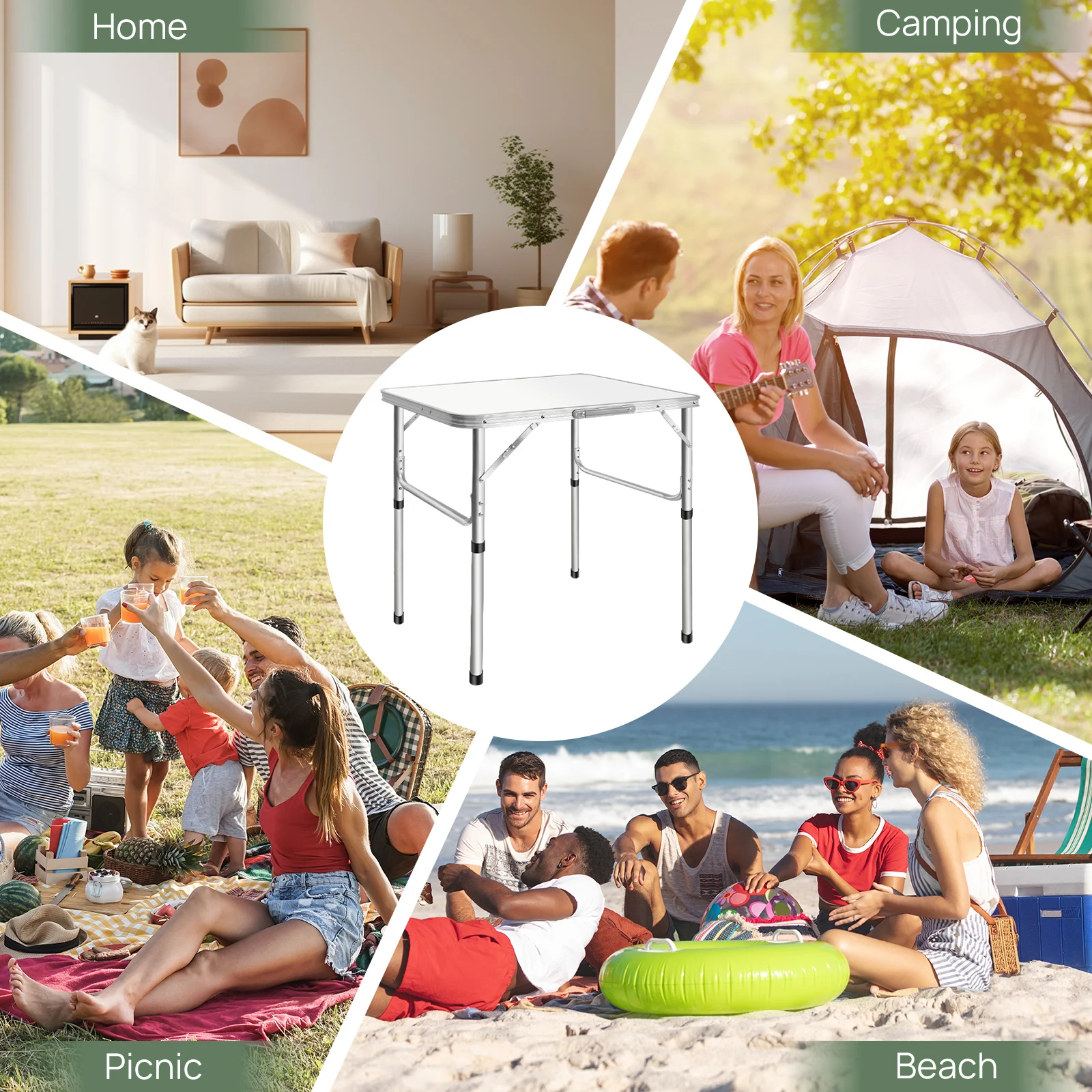 طاولة قابلة للطي طاولة تخييم للحفلات طاولة عربة جاردون طاولة القهوة طاولة طعام محمولة قابلة للطي طاولة العمل في الهواء الطلق 75x55x70cm
