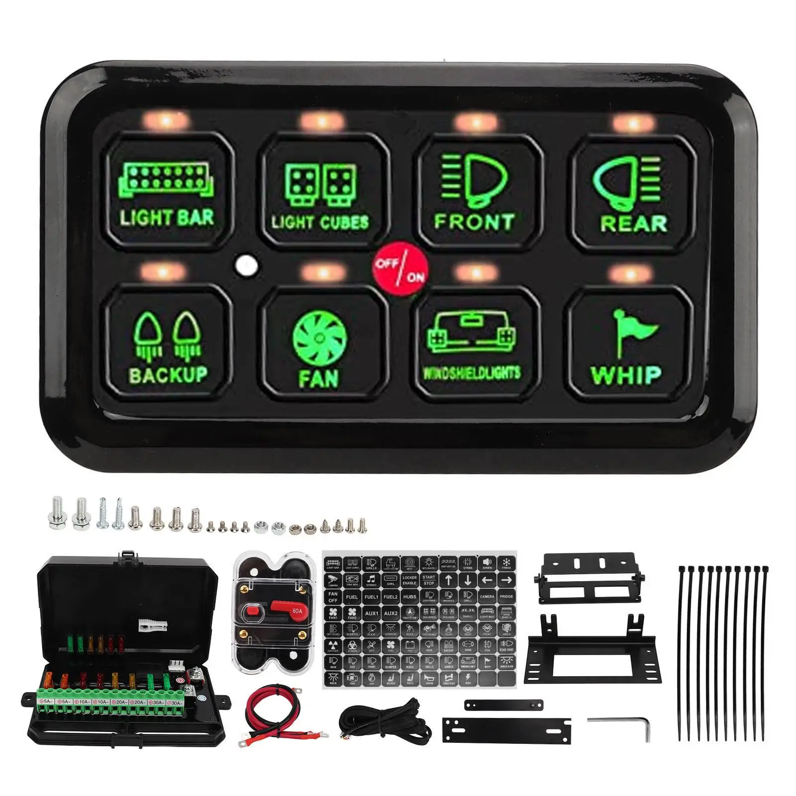 

Control Panel Box 600 To for 12 00W Switch Panel Automatic Dimmable 8 Gang Over Voltage Protection with Power for Cord 12 To 24V