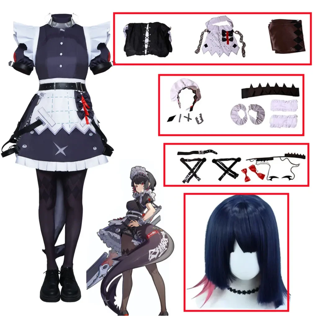 Zenless Zone Zero Ellen Joe Cosplay Costume Full Set Props ZZZ Ellen Joe Cosplay Costume Dress Tail Wig Full Set Ellen Joe Shoes