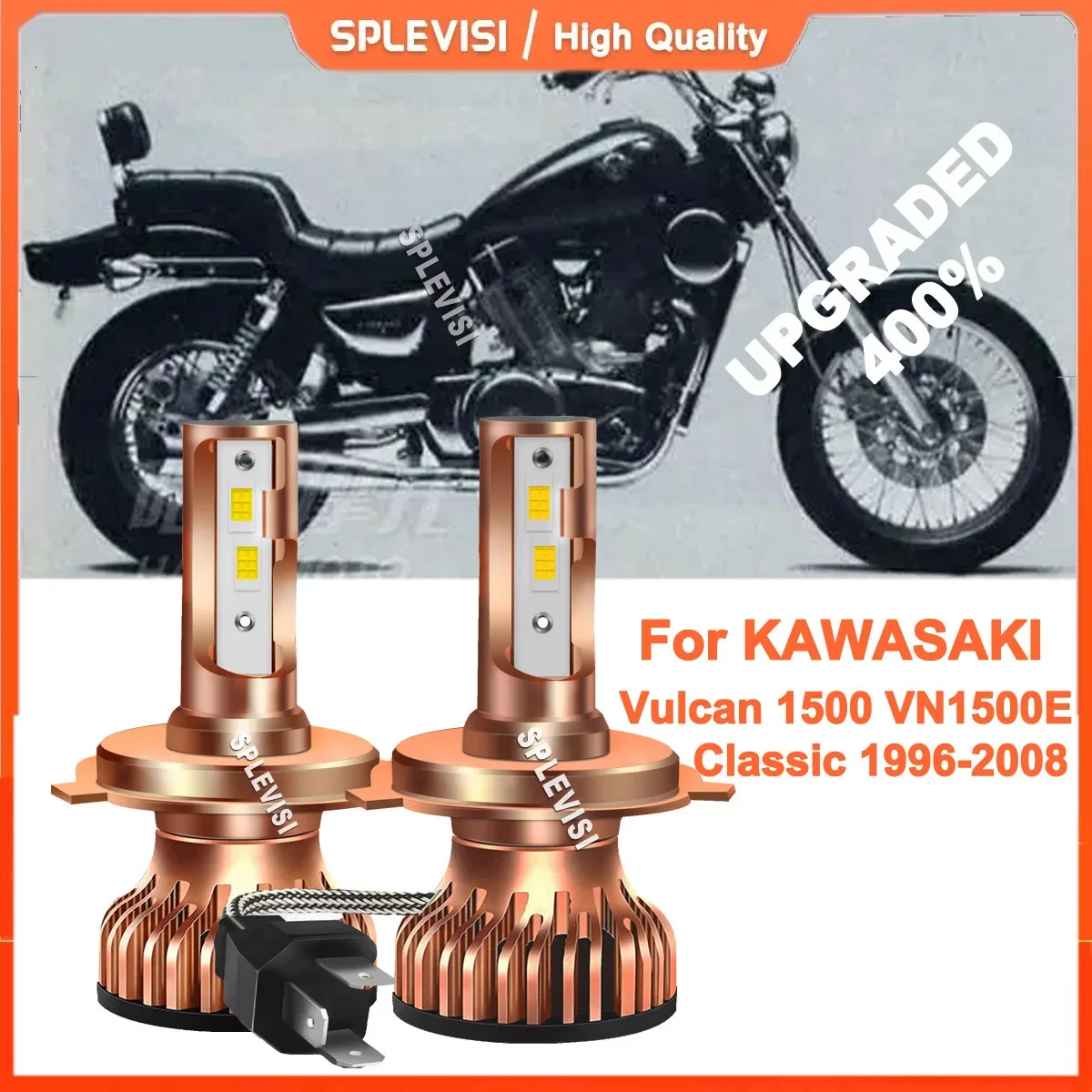 

2x h4 led moto motorcycle headlight 6000K Whtie For For Kawasaki Vulcan 1500 VN1500E Classic 1996-2008 VN1500A 1996-1999