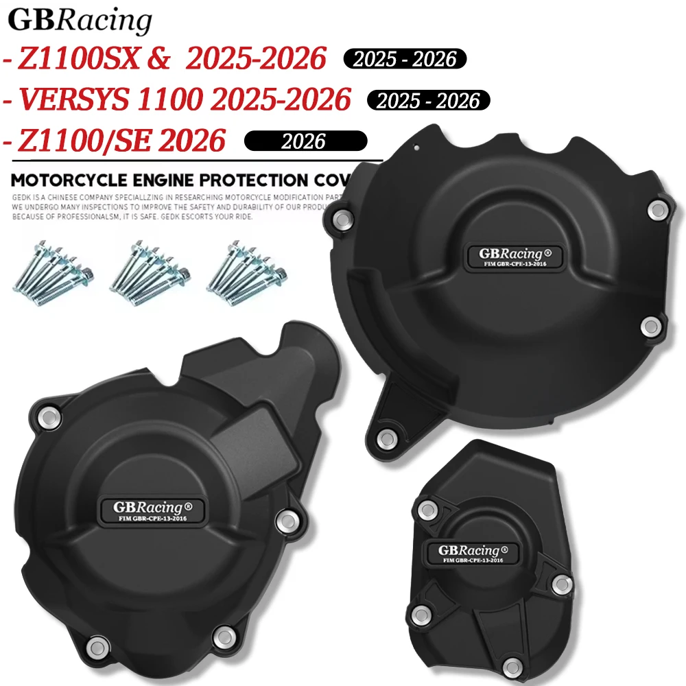 

GBRacing For Z1100SX & Versys 1100 2025-2026, Z1100/SE 2026 Secondary Engine Cover Set Pulse Cover Clutch Cover Alternator Cover