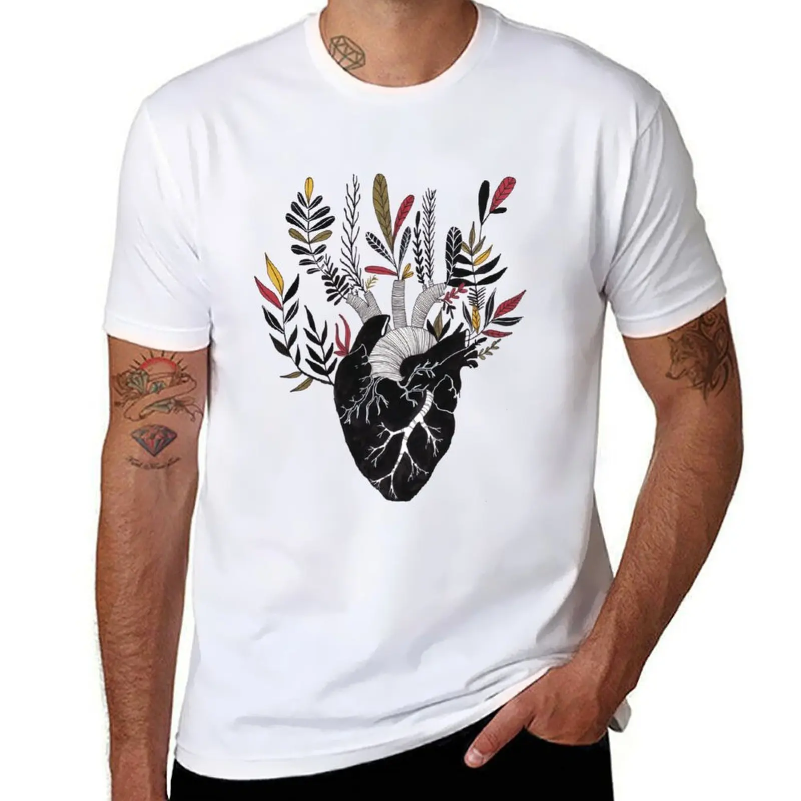 

Футболка с цветочным сердечком, мужские футболки, хлопковая футболка, мужская дизайнерская футболка