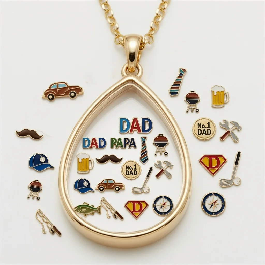 Open Pendant Necklace for Men Simple Fashion DIY Accessory Necklace 2026 New Trendy Enamel DAD Sports Necklace Jewelry Gifts