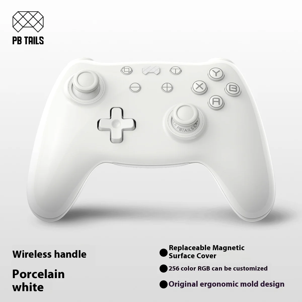 PB Tails Crush Gamepad Tri Mode Wireless Gaming Gamepad Hall Trigger Joystick RGB Porcelain White Controller For Steam PC Gift