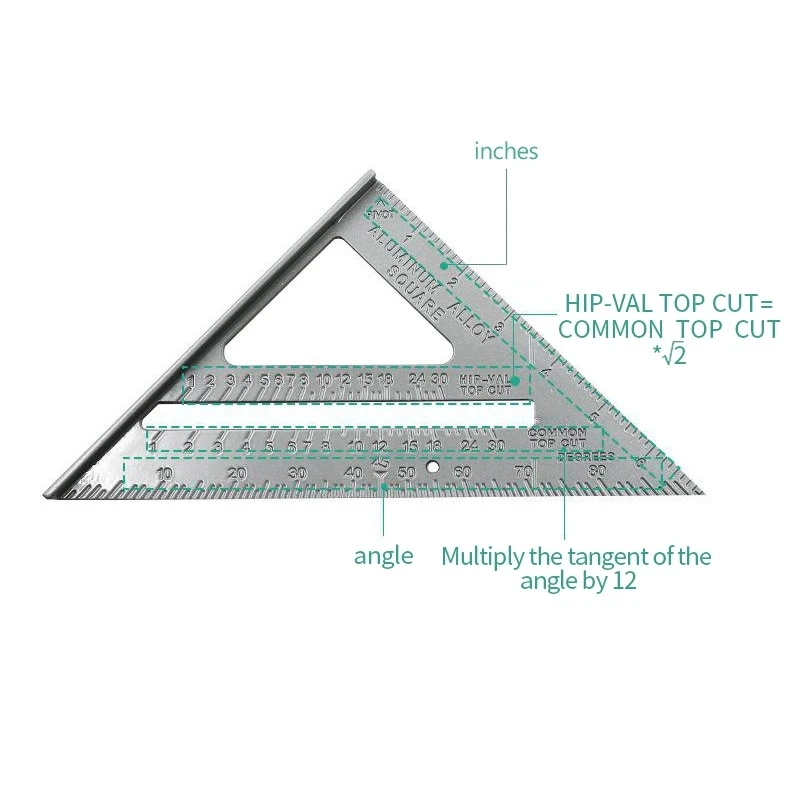 Measuring Tool Carpenter Straight Ruler Aluminum Alloy Speed Protractor Miter 3 Right Angles Scriber Saw Guide Rail SetSquare