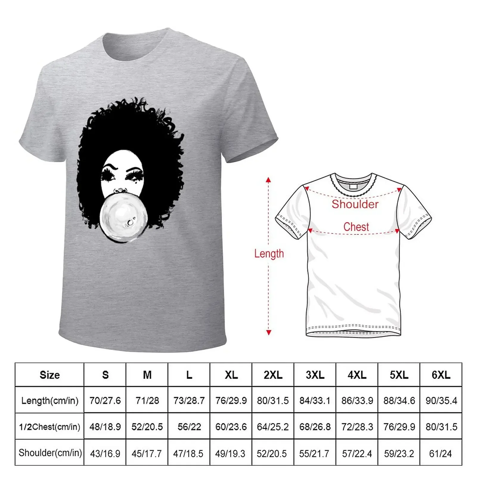 Curly Afro Pretty Girl Black Hair Bubble Gum Poppin T-Shirt oversized sports fans boys animal print oversized t shirt men