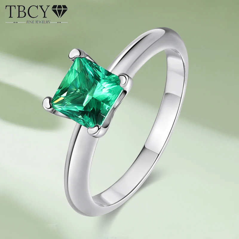 

TBCYD 1CT 100% Real Cultivated Emerald/Ruby/Moissanite Diamond Rings for Women Men 925 Sterling Silver Engagement Jewelry