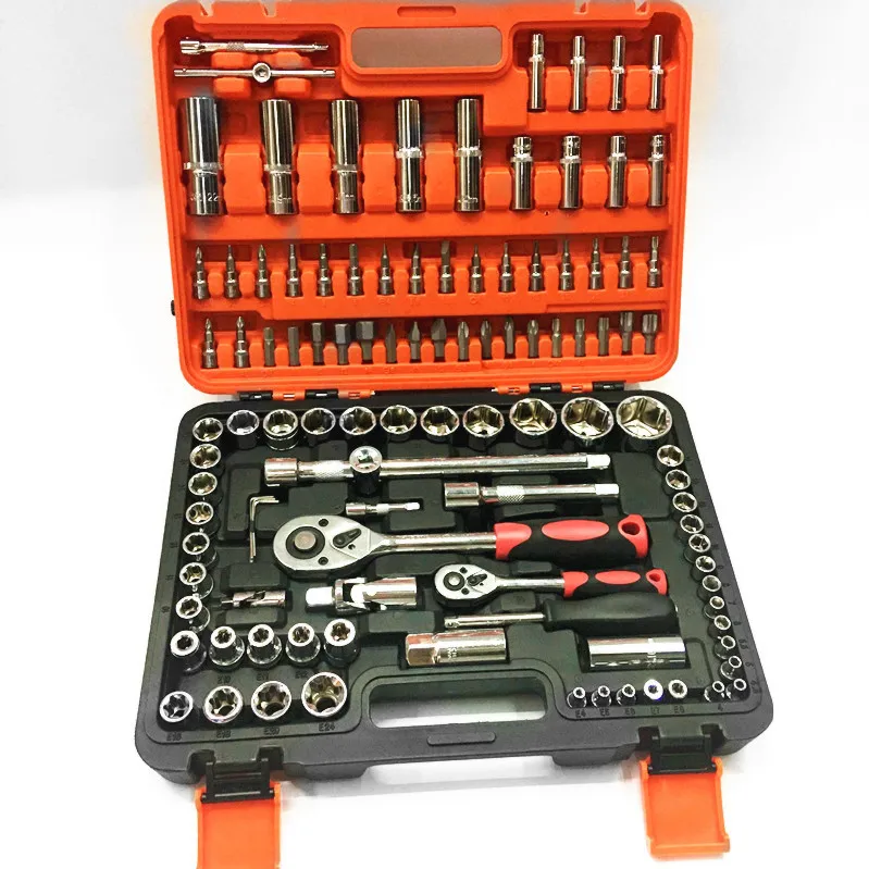 

# Hot Sales Plastic Tool Box Storage Case1/4 1/2 Inch Combination Package Mixed Hand Kits Socket Wrench Auto Repair Tool Set