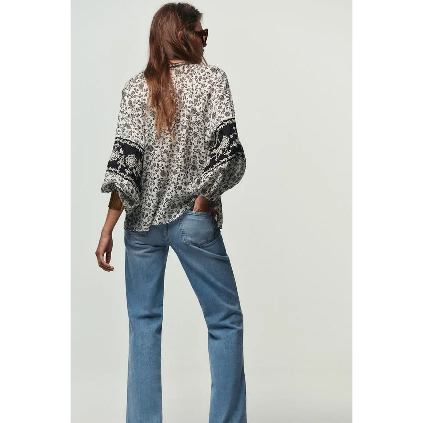 Csa ZBZR con Estampado Floral y Bordado de Cuentas, Hoada, de Poliéster, Manga Larga, Transpirable y Cómoda para Mujer, ...