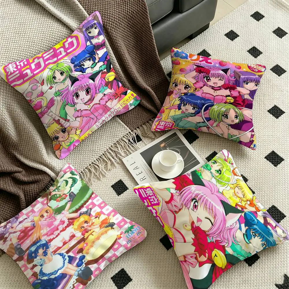 Tokyo Mew Mew Anime Pillow Cover For Bedroom Room And Living Room Sofa Decorative Cushion Cover