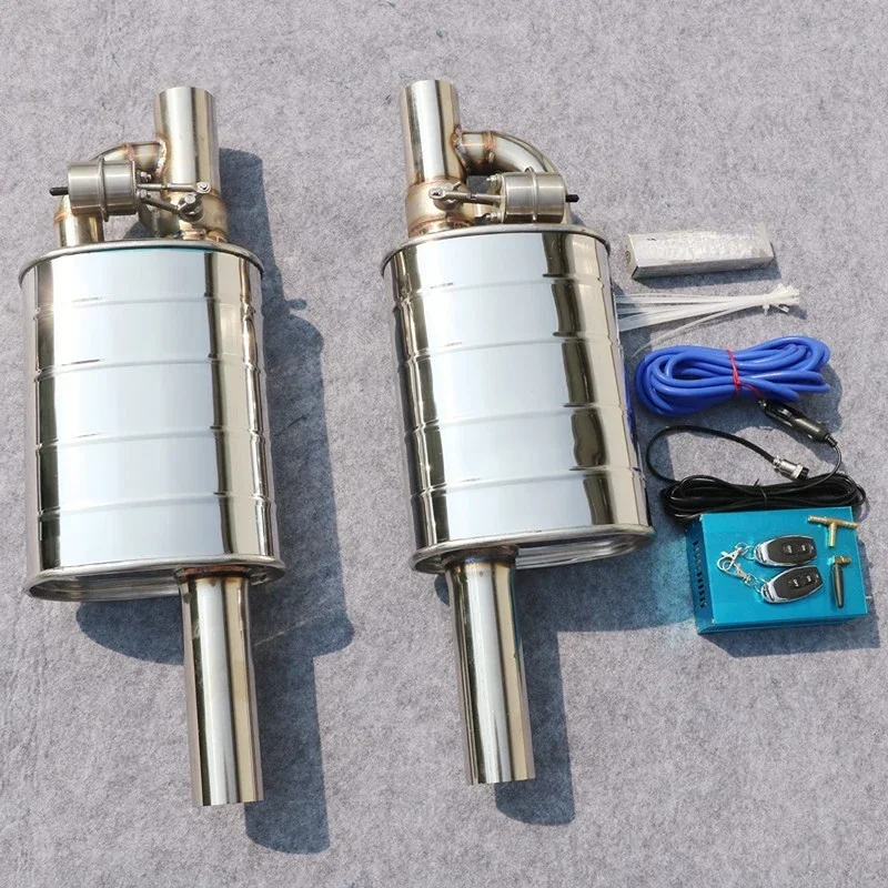 Car Valve Exhaust Pipe Vacuum Pump Variable Mufflers Stainless Steel Universal 57mm 60mm 63mm Embossing Remote Control Muffler