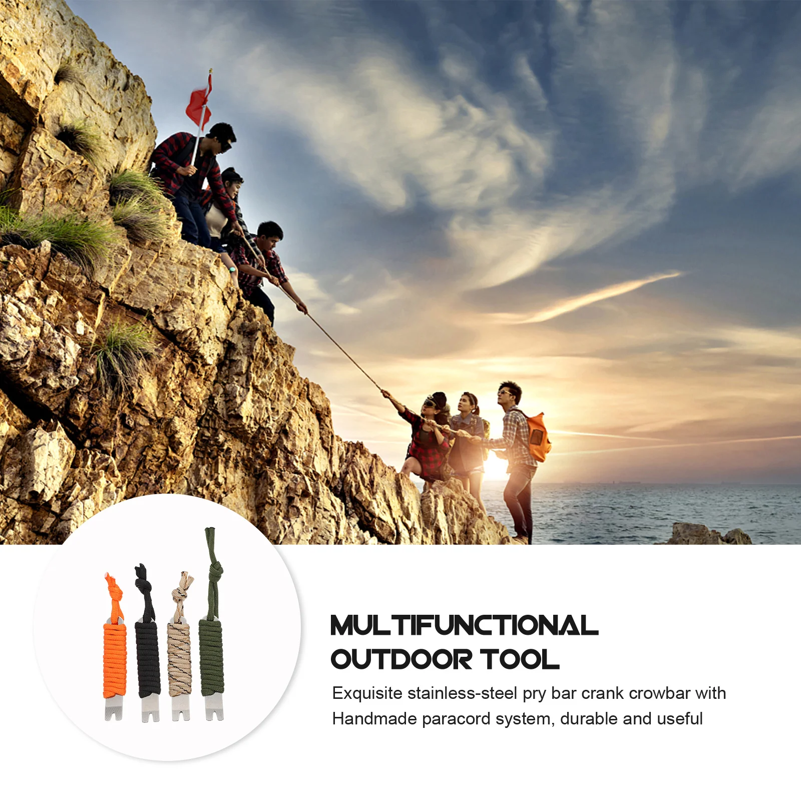 

4Pcs Stainless Steel Scraper Nail Pullers Multifuntion Crowbars Outdoor Camping Climbing Hiking Tools Multifunctional Crowbars