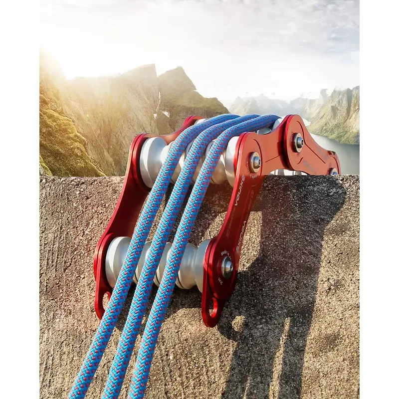XINDA Durable Anti-Friction Red W/ Silver Multi-Tool Rope Protector Stainless Steel and Aluminum Alloy for Climbing Rope