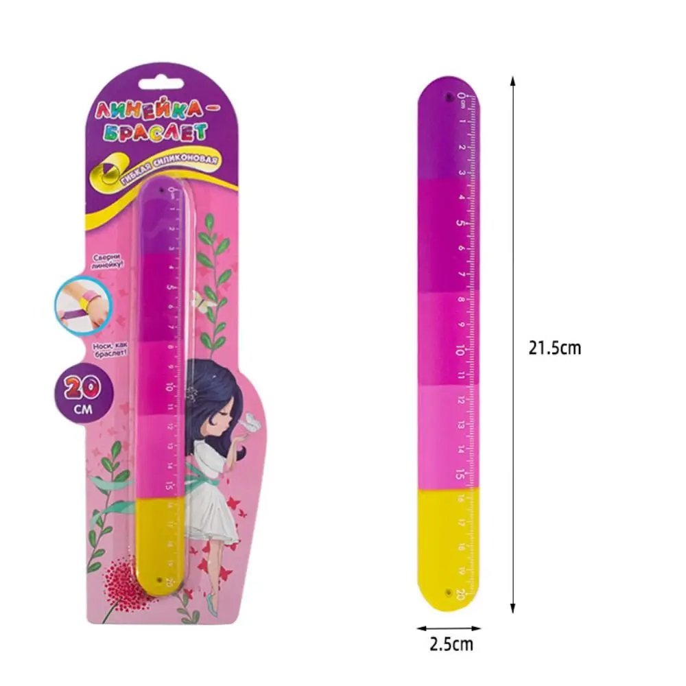 Fidget Clap Ring Straight Ruler Anxiety Relief Drawing Drafting Snap Ring Bracelet Ruler Silicone Anti Stress