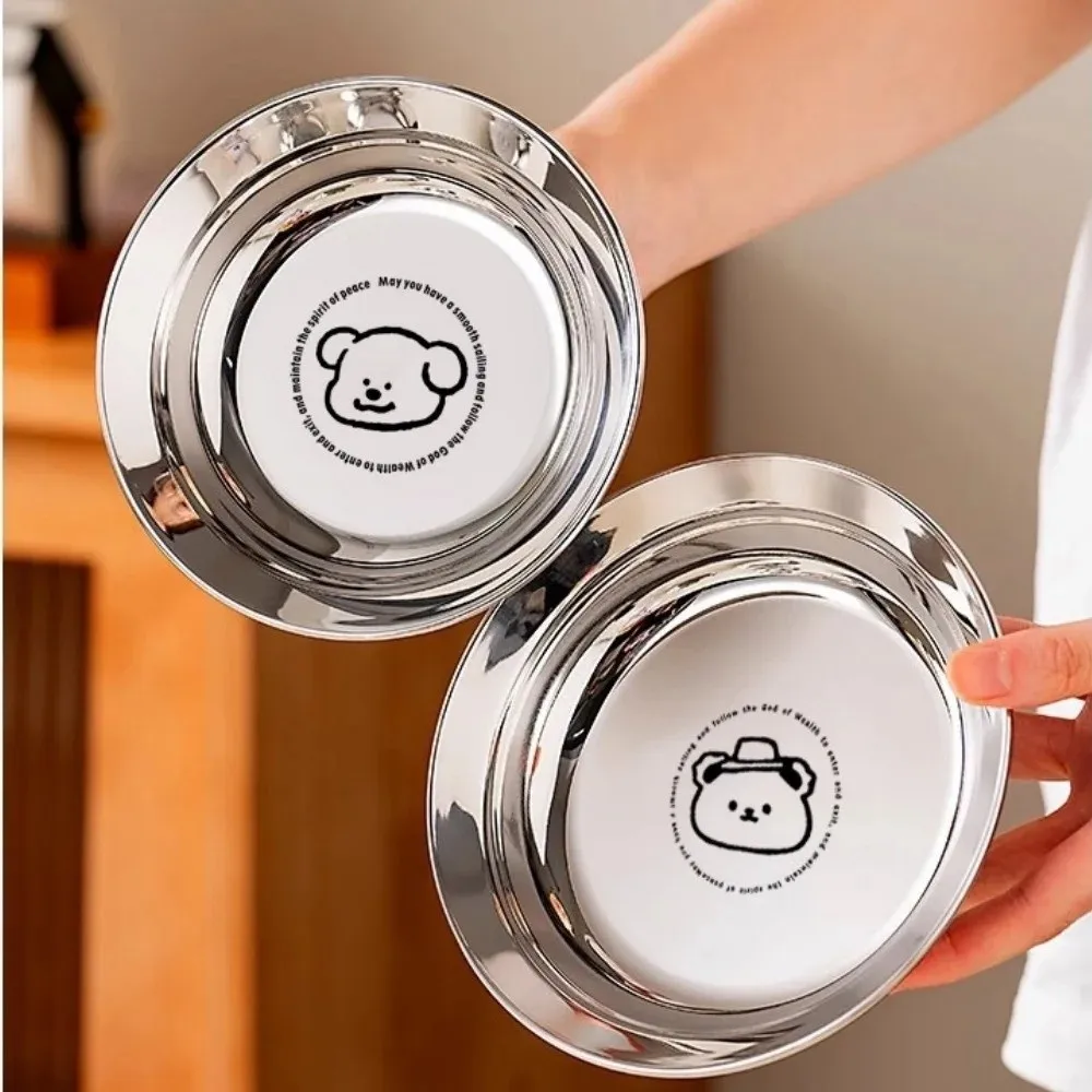 Cartoon 304 Stainless Steel Mini Plates Reusable 14/16CM Round Plates Tableware Shockproof Children's Plates Home Use