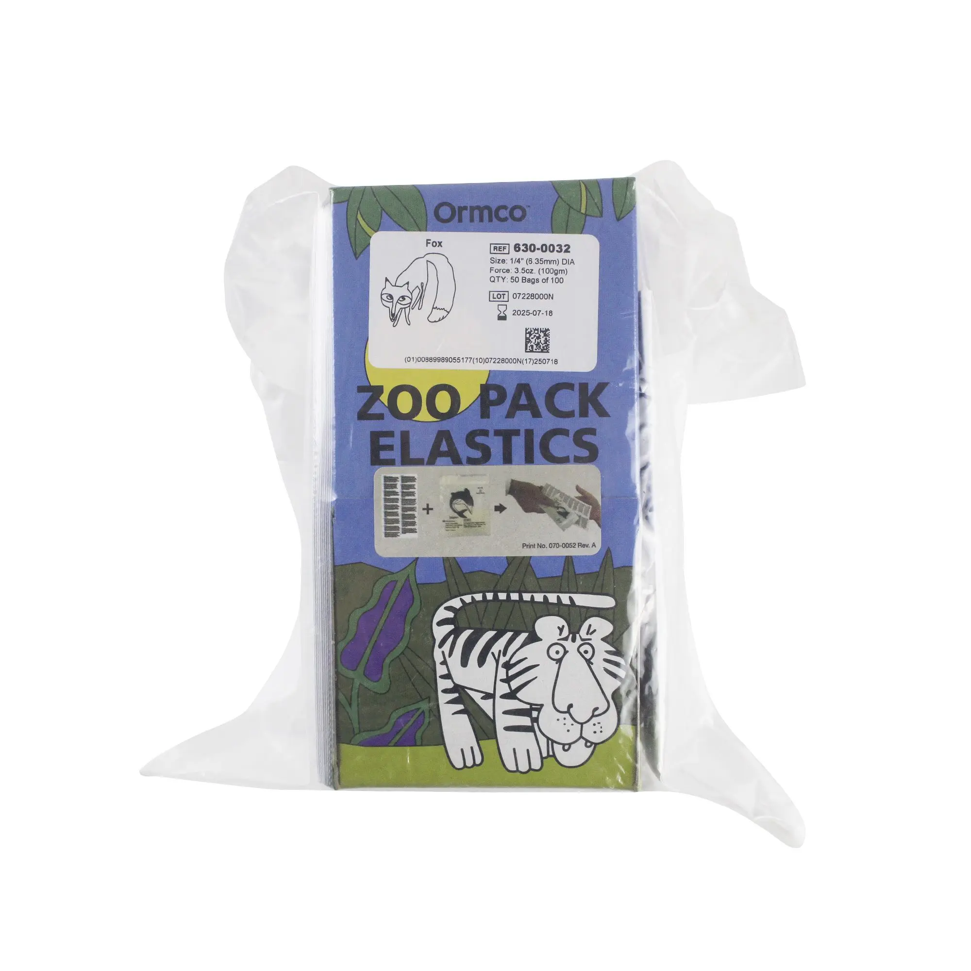 ORMCO Orthodontic Rubber Band ZOO PACK ELASTICS Orthodontic Rubber Bands 1/4