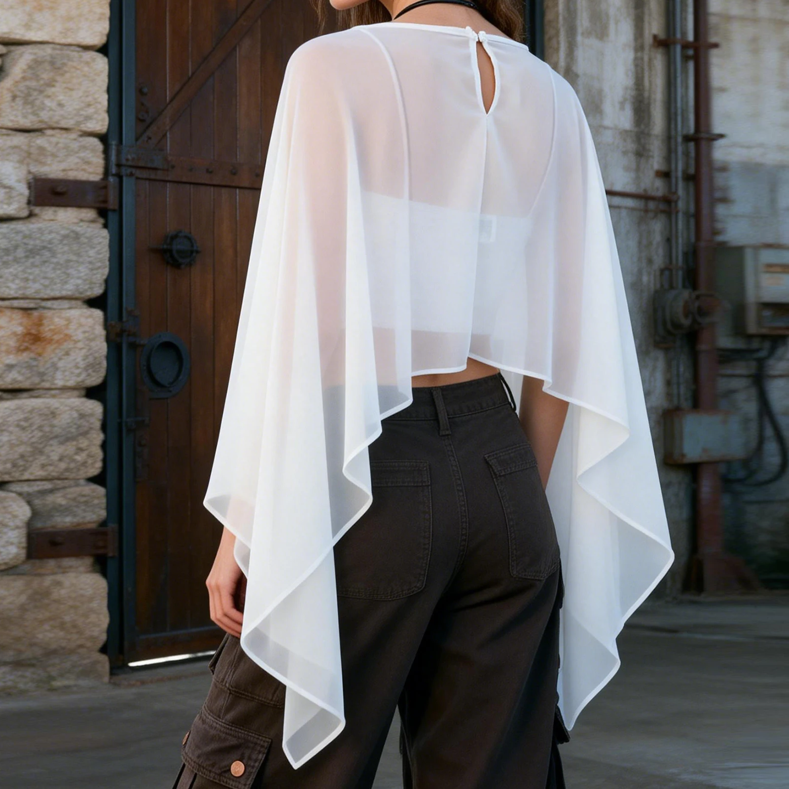 Women Sheer Poncho …