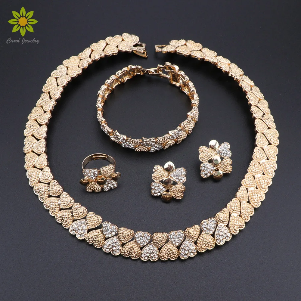 Luxury Dubai Gold color Jewelry Sets for Women African Beads Jewelry Set Turkey Bridal Necklace Earrings Set Wedding Accessories