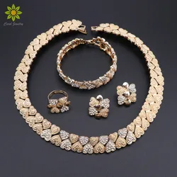 Luxury Dubai Gold color Jewelry Sets for Women African Beads Jewelry Set Turkey Bridal Necklace Earrings Set Wedding Accessories