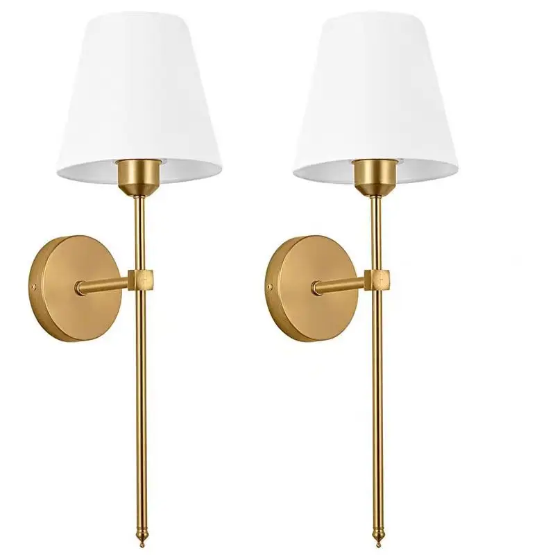 American Industrial Style Wall Lamp Fabric Lampshade Bedroom Bedside Sconces Retro Bathroom Night Light Fixture Home Decoration