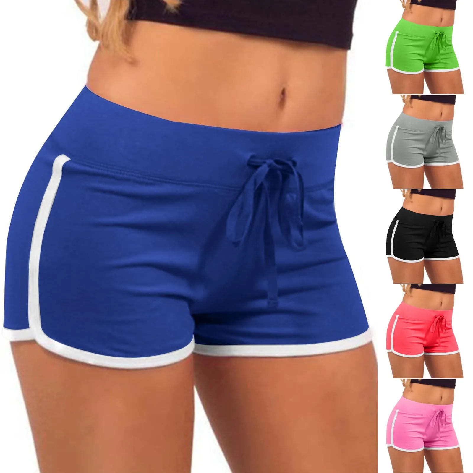 Sports Shorts Women Summer New Candy Color Anti Emptied Skinny Shorts Casual Lady Elastic Waist Beach Short Pants